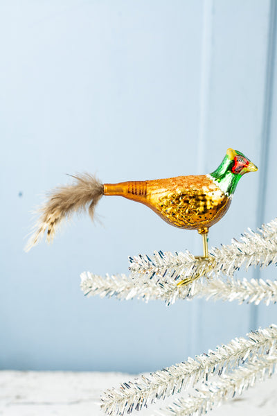 Glass Pheasant Clip Ornament