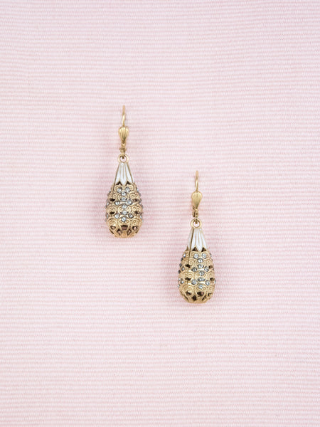 Gold & Enamel Drop Earrings