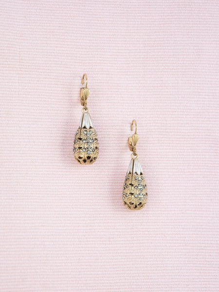 Gold & Enamel Drop Earrings