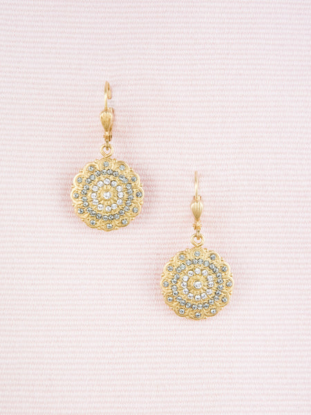 Golden Crystal Medallion Earrings