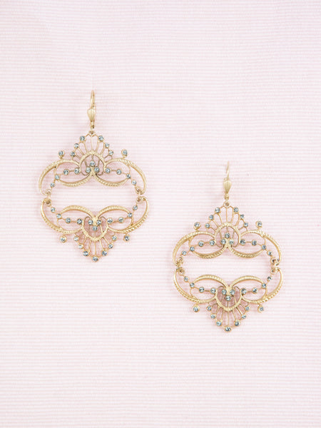 Golden Crystal Tiara Earrings