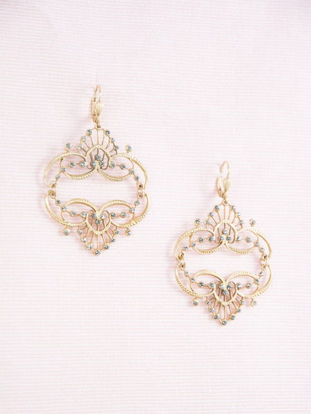 Golden Crystal Tiara Earrings
