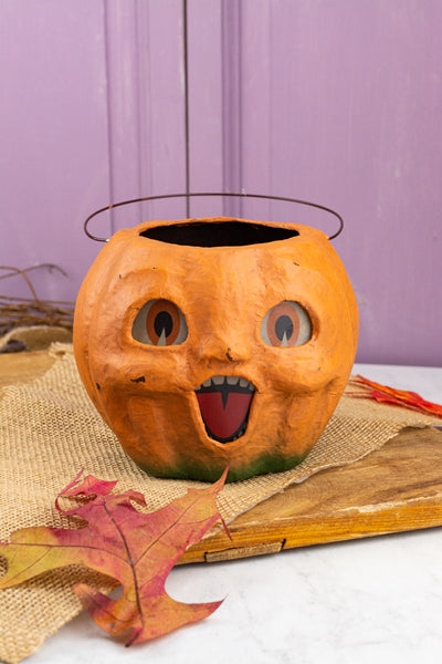 Happy Jack-O-Lantern Paper Mâché Bucket