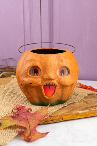 Happy Jack-O-Lantern Paper Mâché Bucket