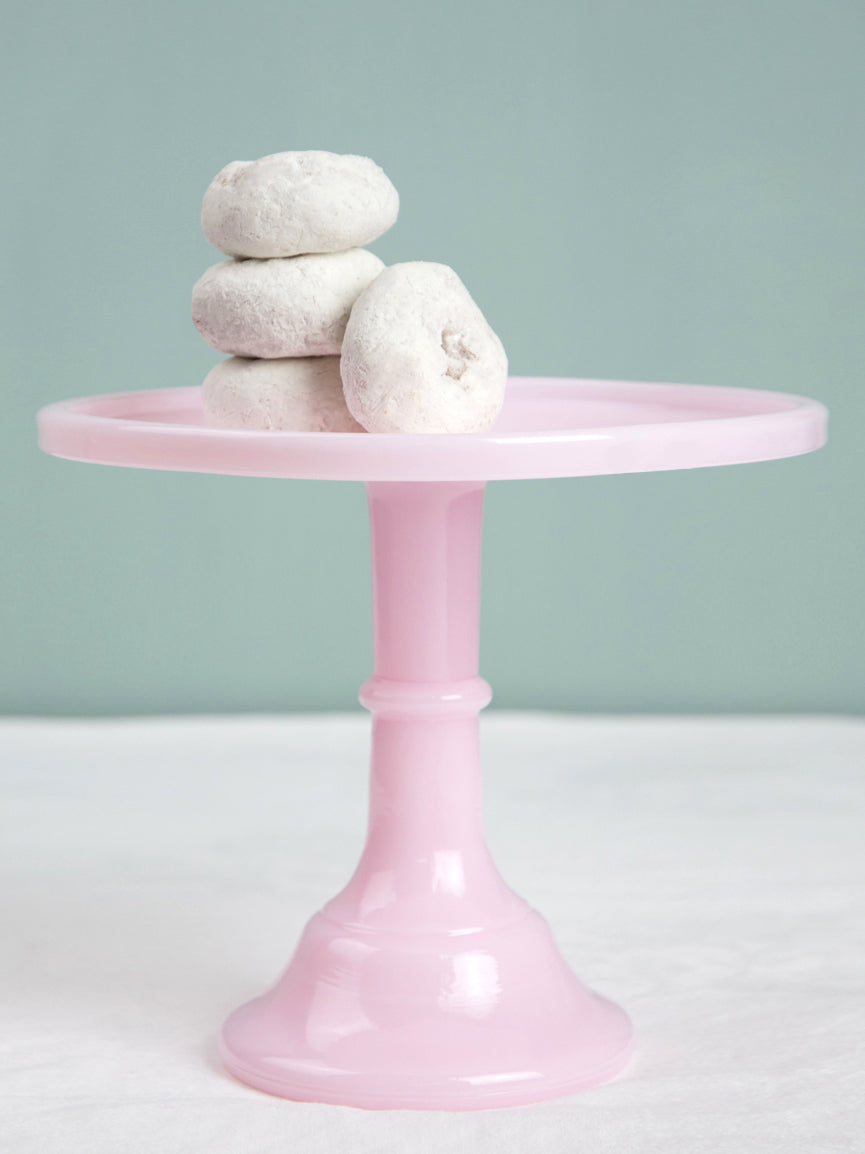 Pink Milk Glass Cake Stand - 10"