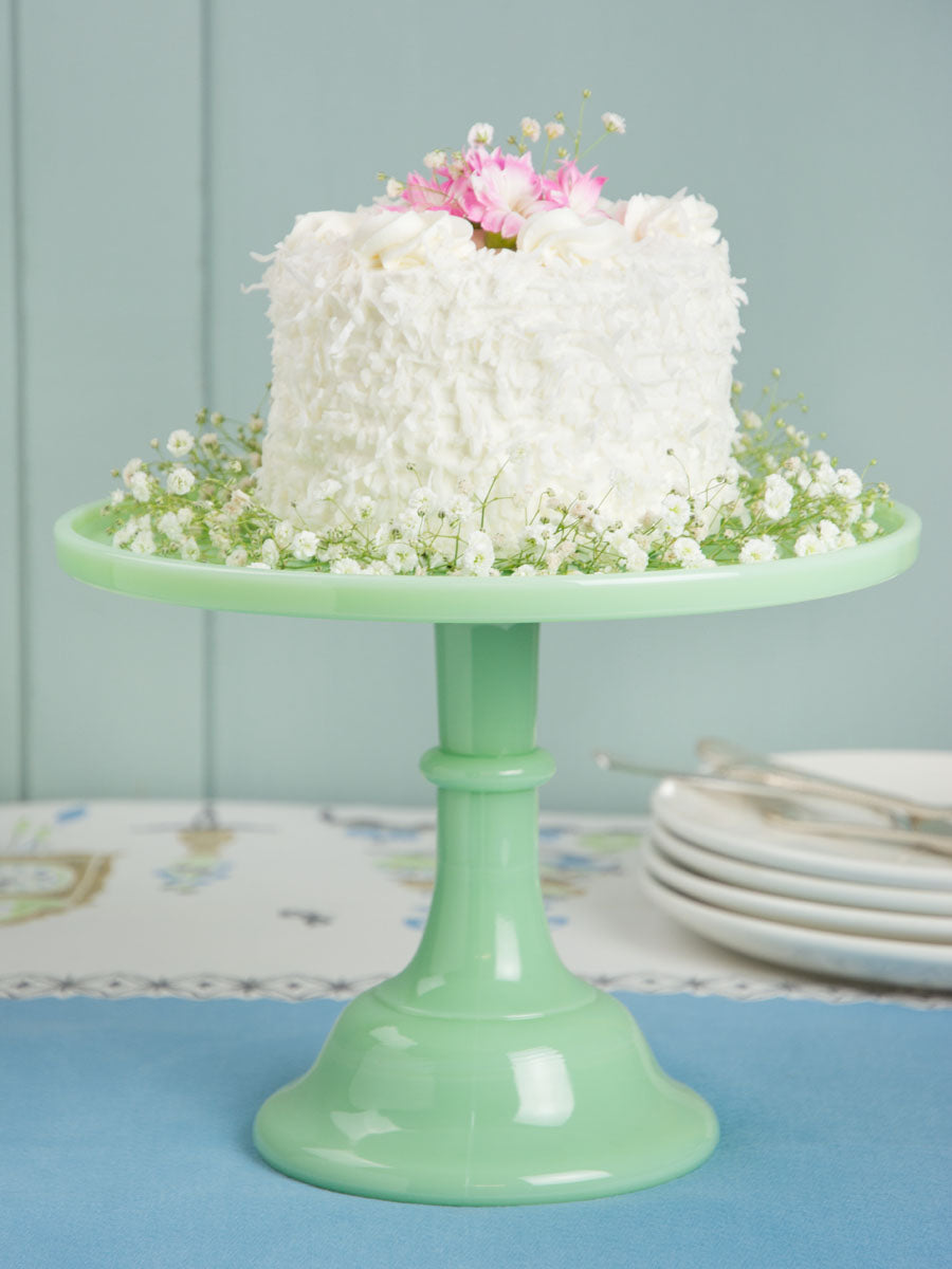 Jadeite Glass Cake Stand - 10"