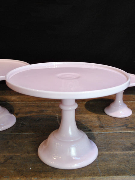 Pink Milk Glass Cake Stand - 12"