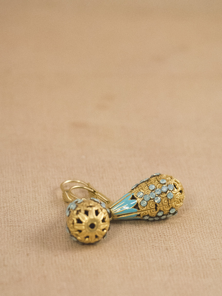Blue Enamel Drop Earrings