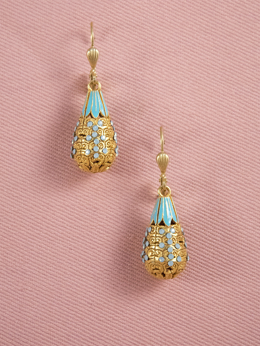 Blue Enamel Drop Earrings
