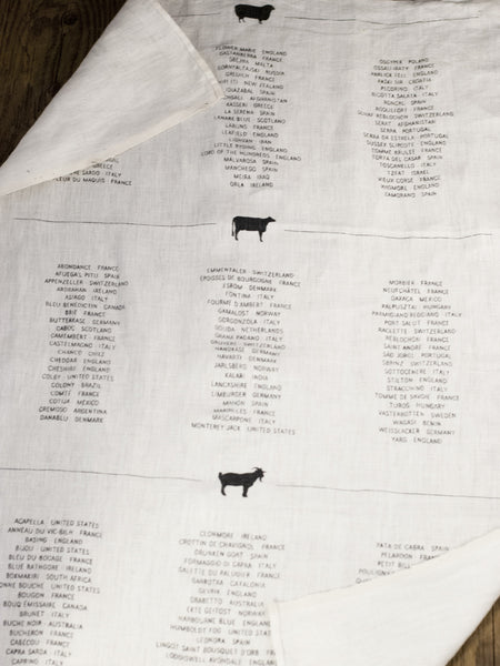 Linen Cheese List Tea Towel