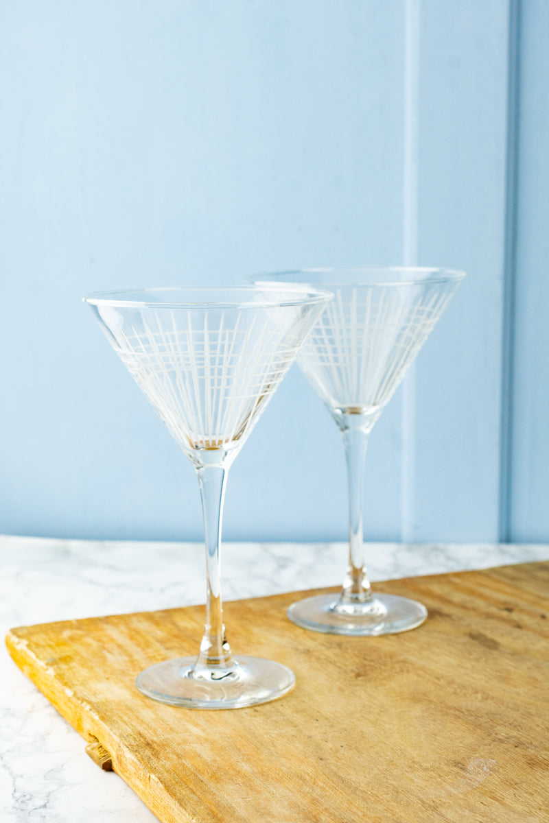 Hand-Engraved Martini Glasses - Set of 2