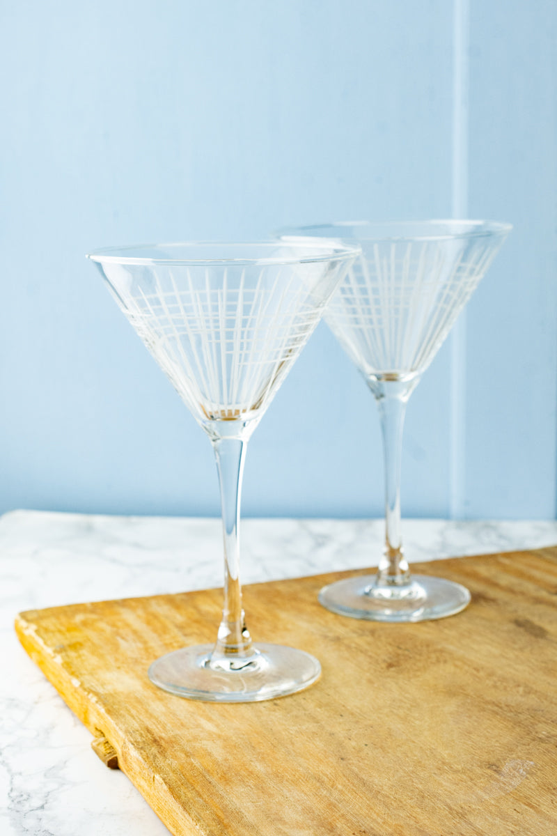 Hand-Engraved Martini Glasses - Set of 2