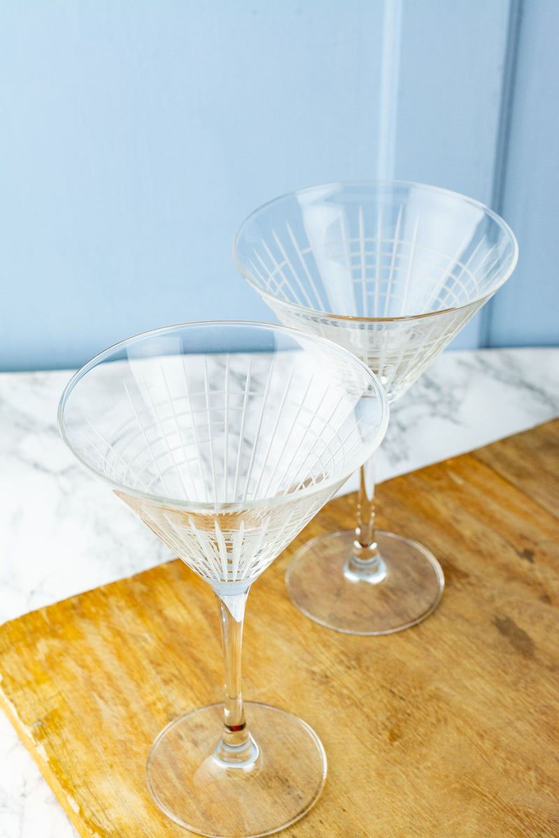 Hand-Engraved Martini Glasses - Set of 2