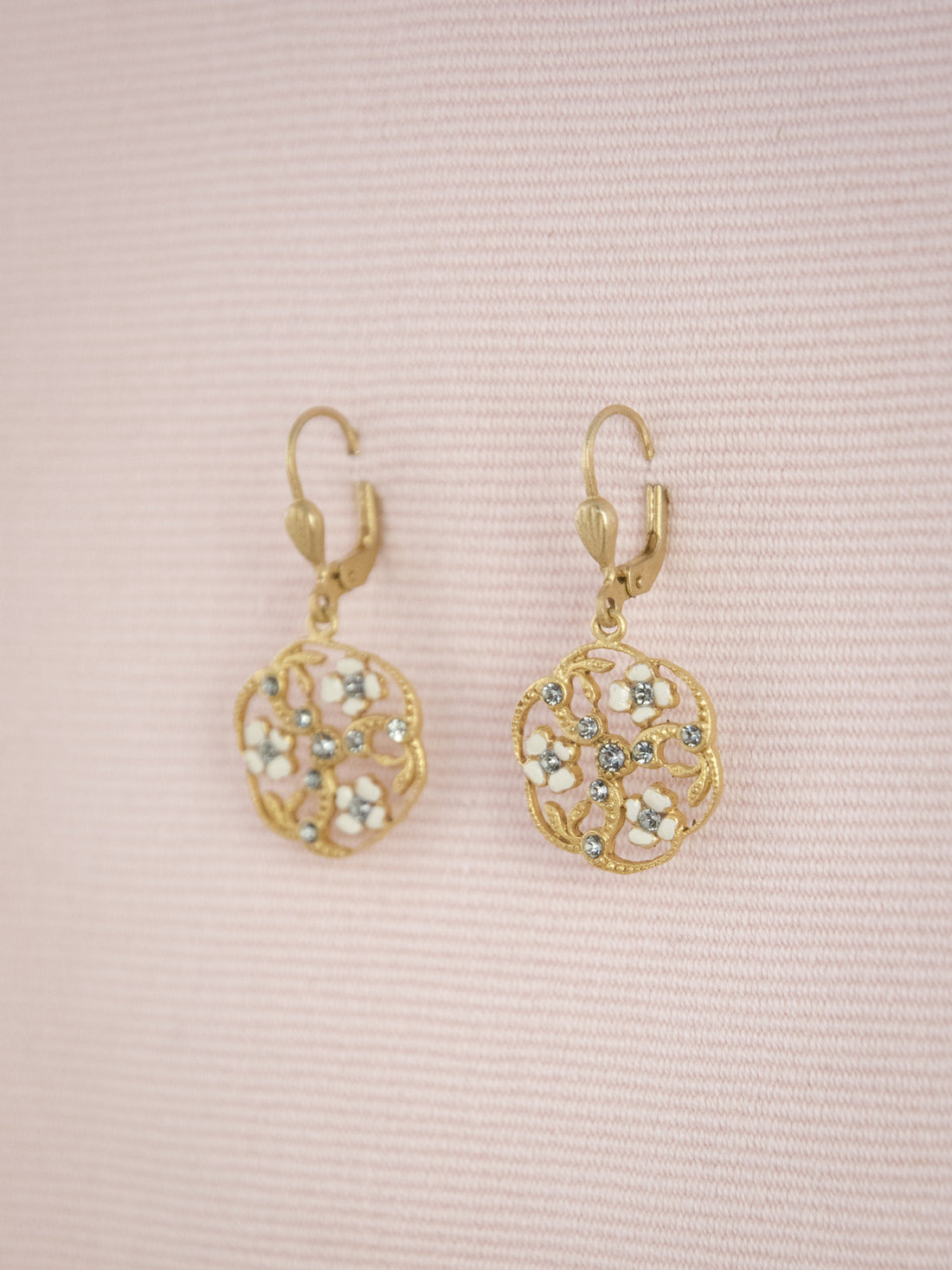 Round Floral Enamel Earrings