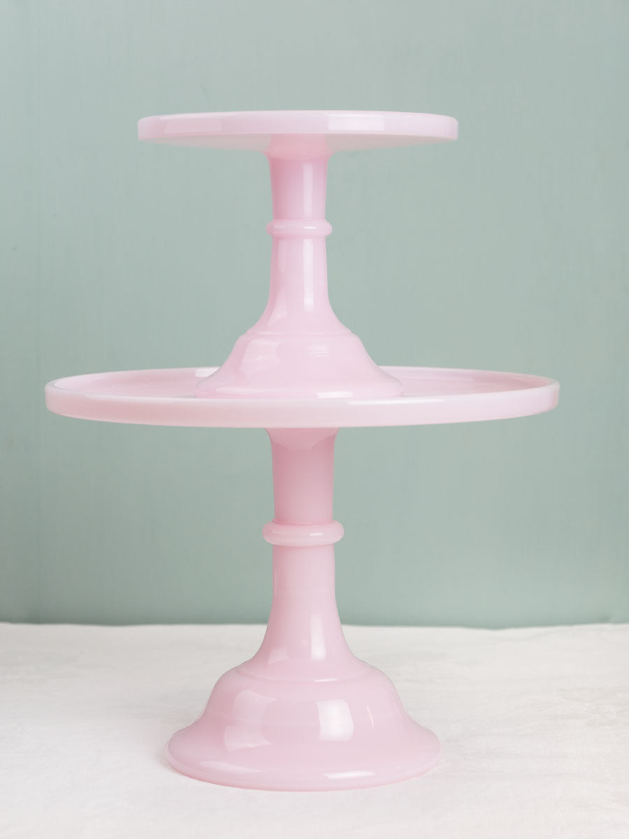 Pink Milk Glass Cake Stand - 10"