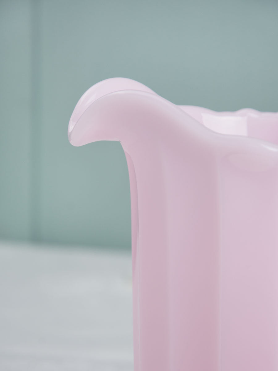 Pink Milk Glass Panel Pitcher