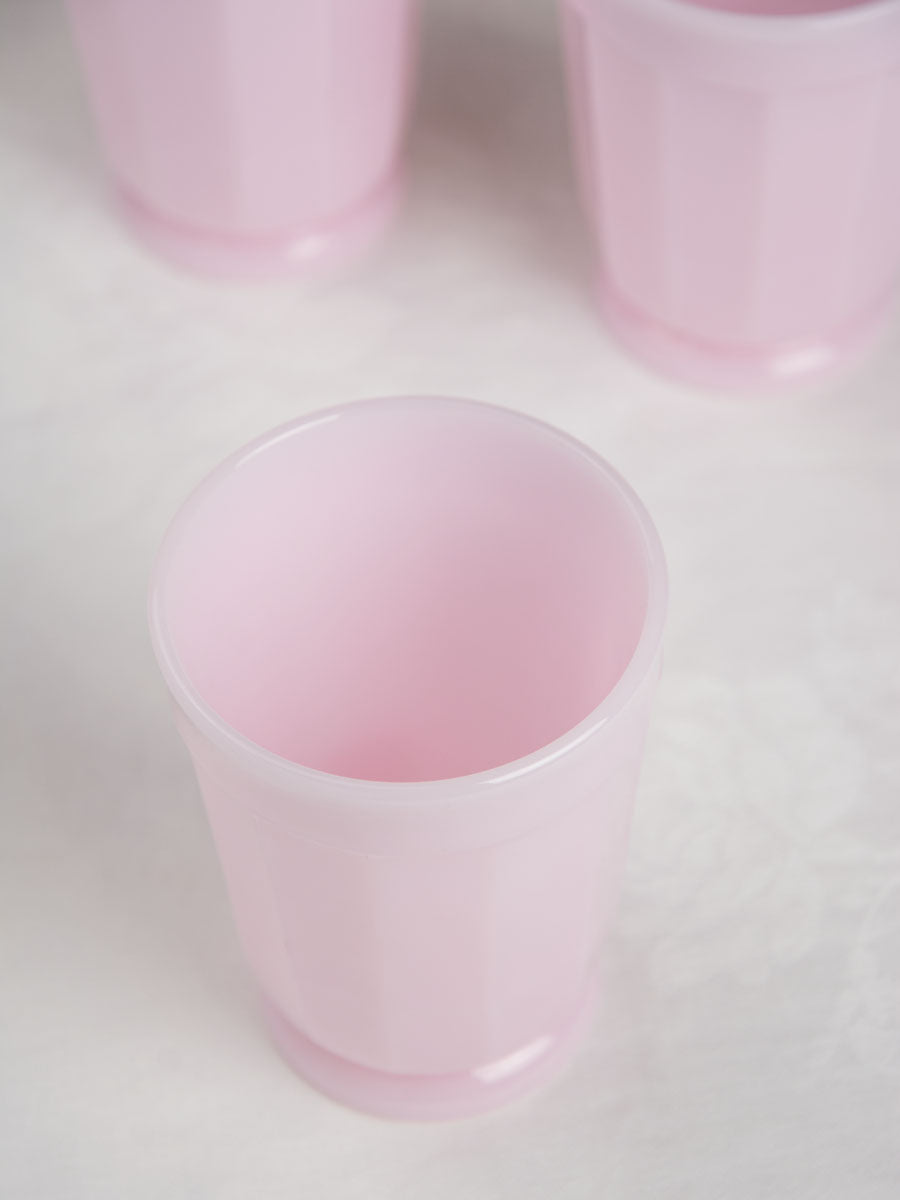 Pink Milk Glass Panel Tumbler