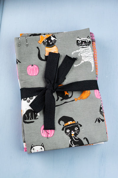 Spooky Kitty Halloween Dish Towels - Set of 3