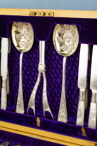 Victorian Silverplate and Mother of Pearl Dessert Service for 12