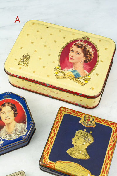 Vintage British Coronation & Jubilee Tins (Prices Vary)