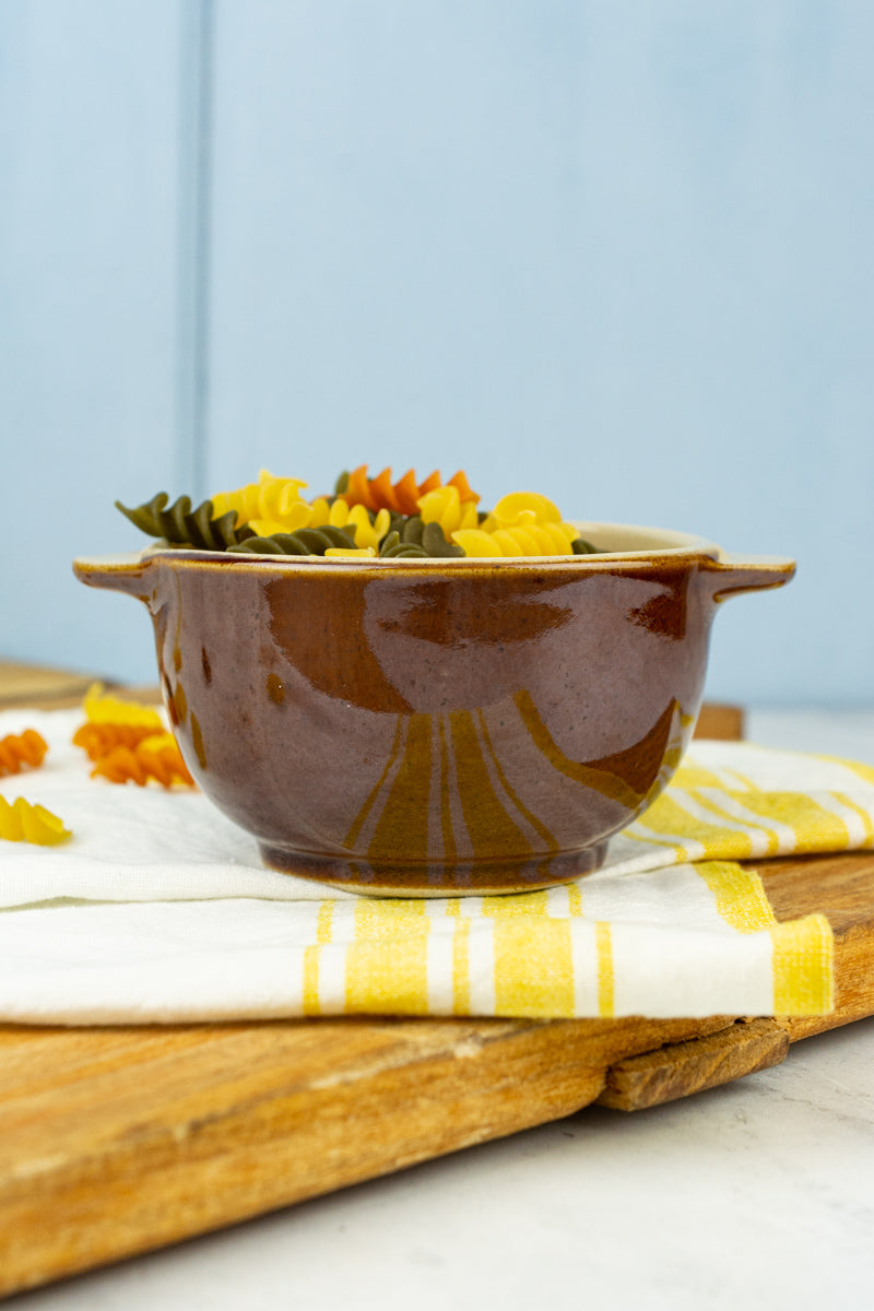 Vintage French Stoneware Small Bowl with Handles