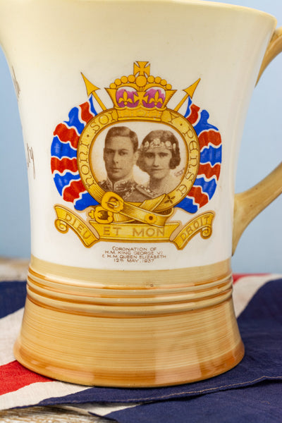 Vintage King George VI and Queen Elizabeth Royal Family Coronation 1937 Music Box Pitcher