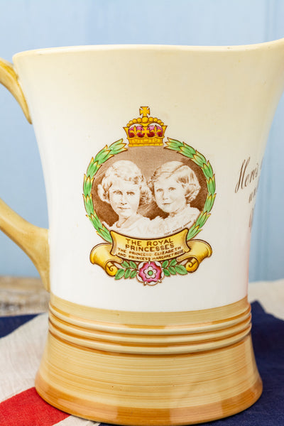 Vintage King George VI and Queen Elizabeth Royal Family Coronation 1937 Music Box Pitcher